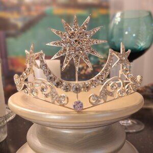 Silver Tiara Star Moon Crystal Celestial Wedding- Bridal- Prom- Feyre Archeron